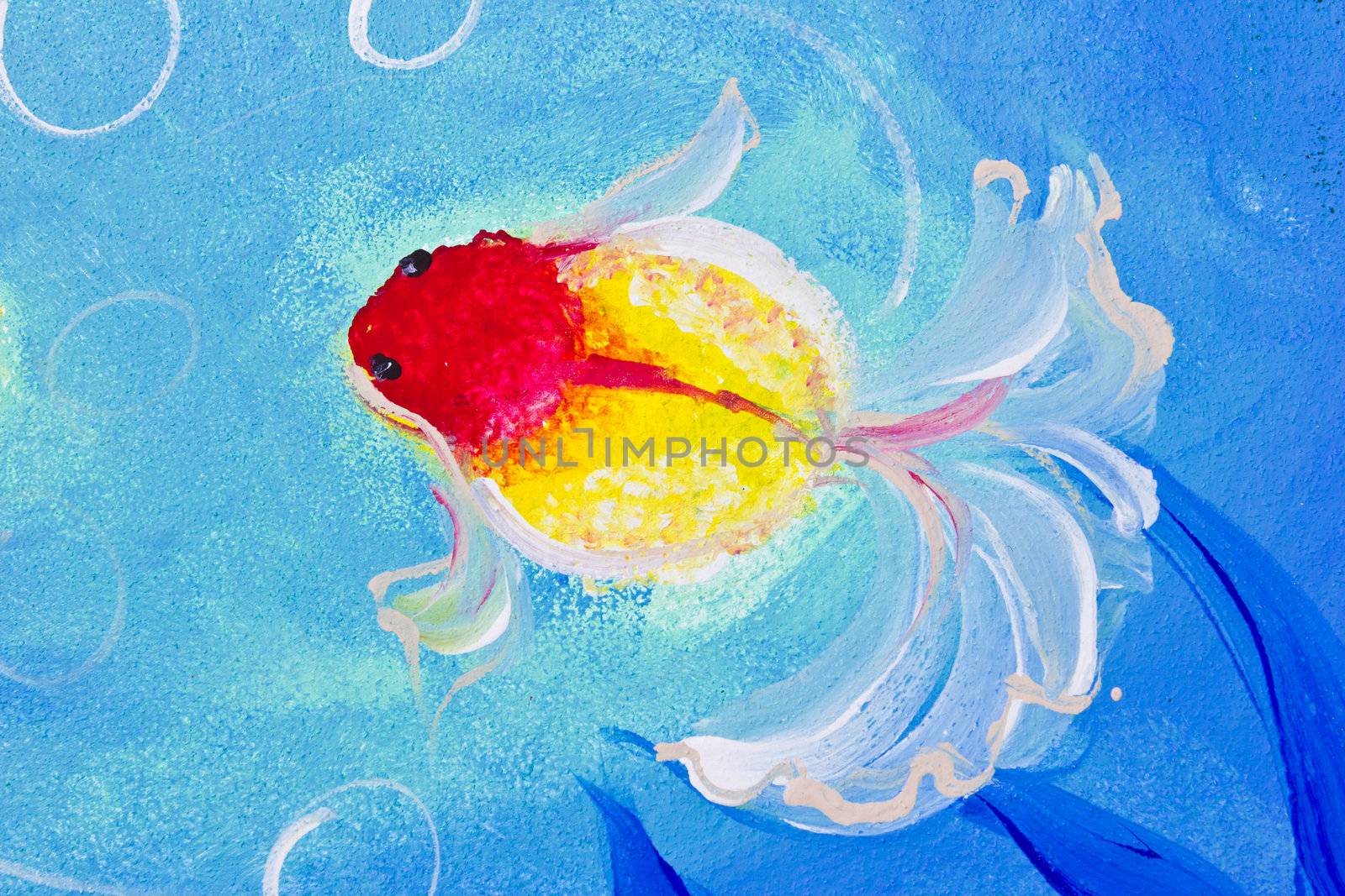 painting of goldfish in water by tungphoto