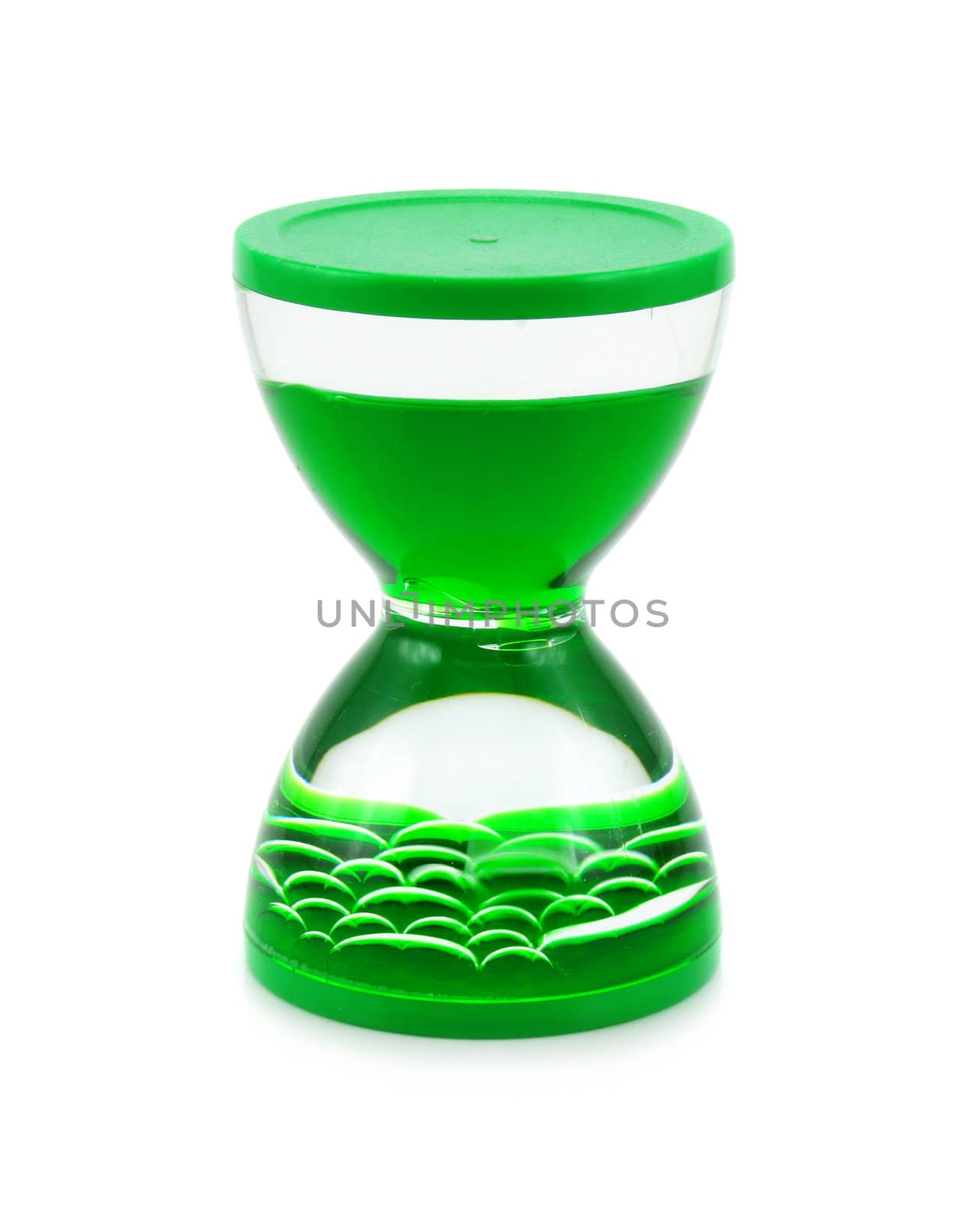 Liquid hourglass isolated on a white background