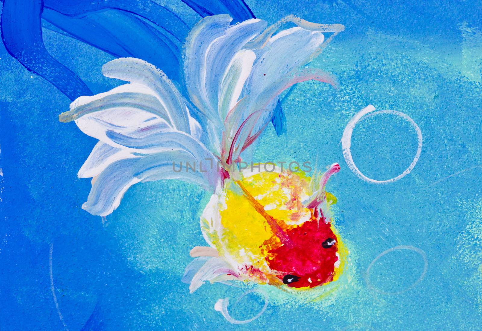 painting of goldfish in water