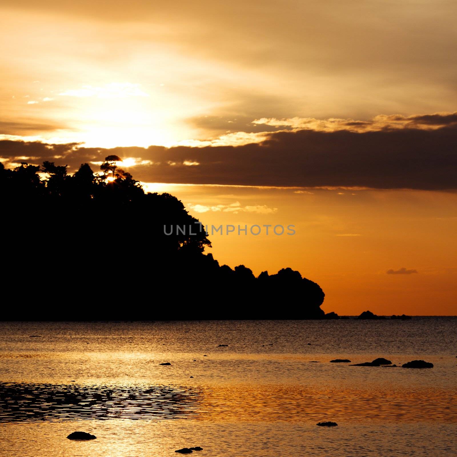 sunset over Andaman Sea, Koh Libong, Thailand