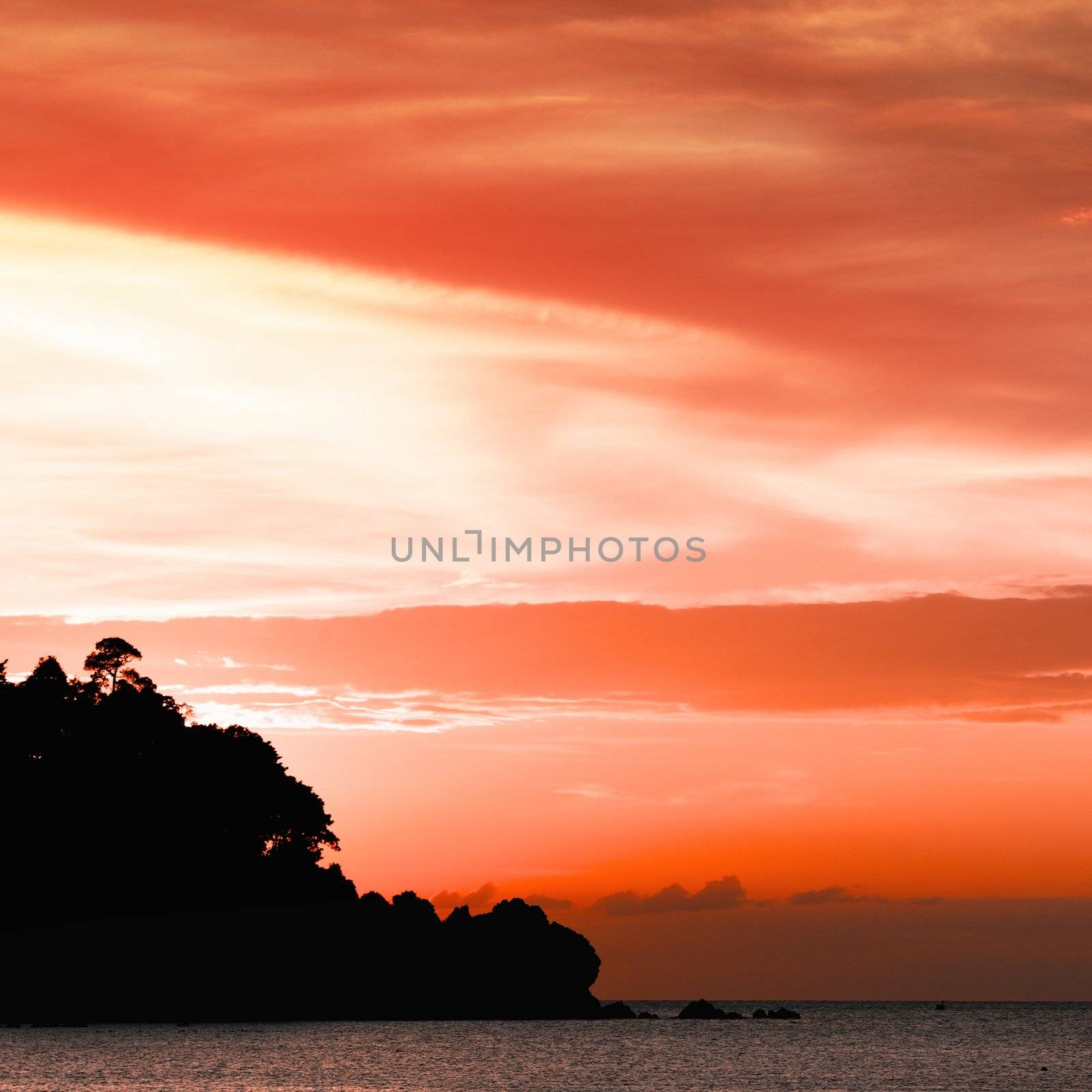 sunset over Andaman Sea, Koh Libong, Thailand