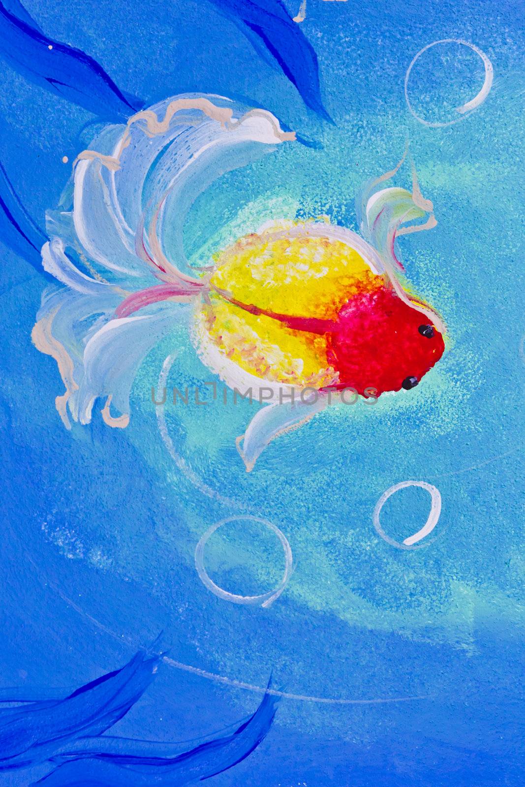 painting of goldfish in water by tungphoto