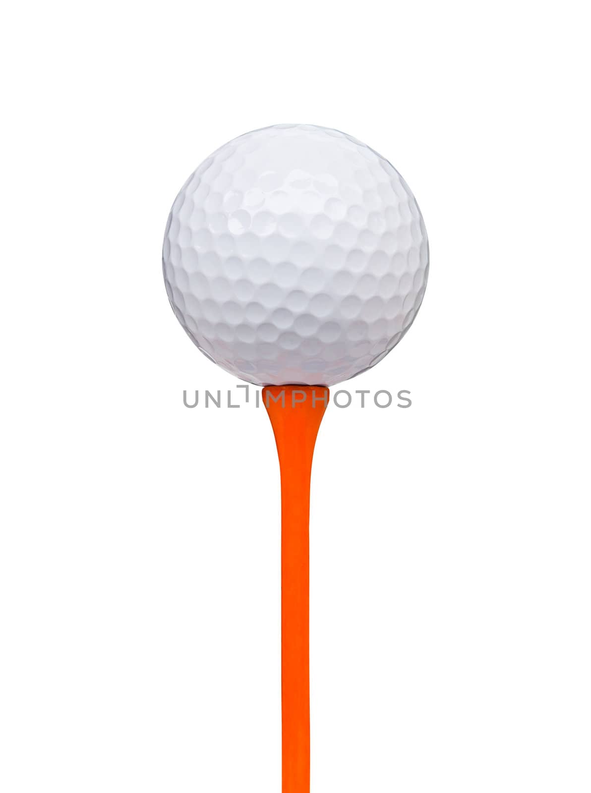 golf ball on tee isolated with clipping path