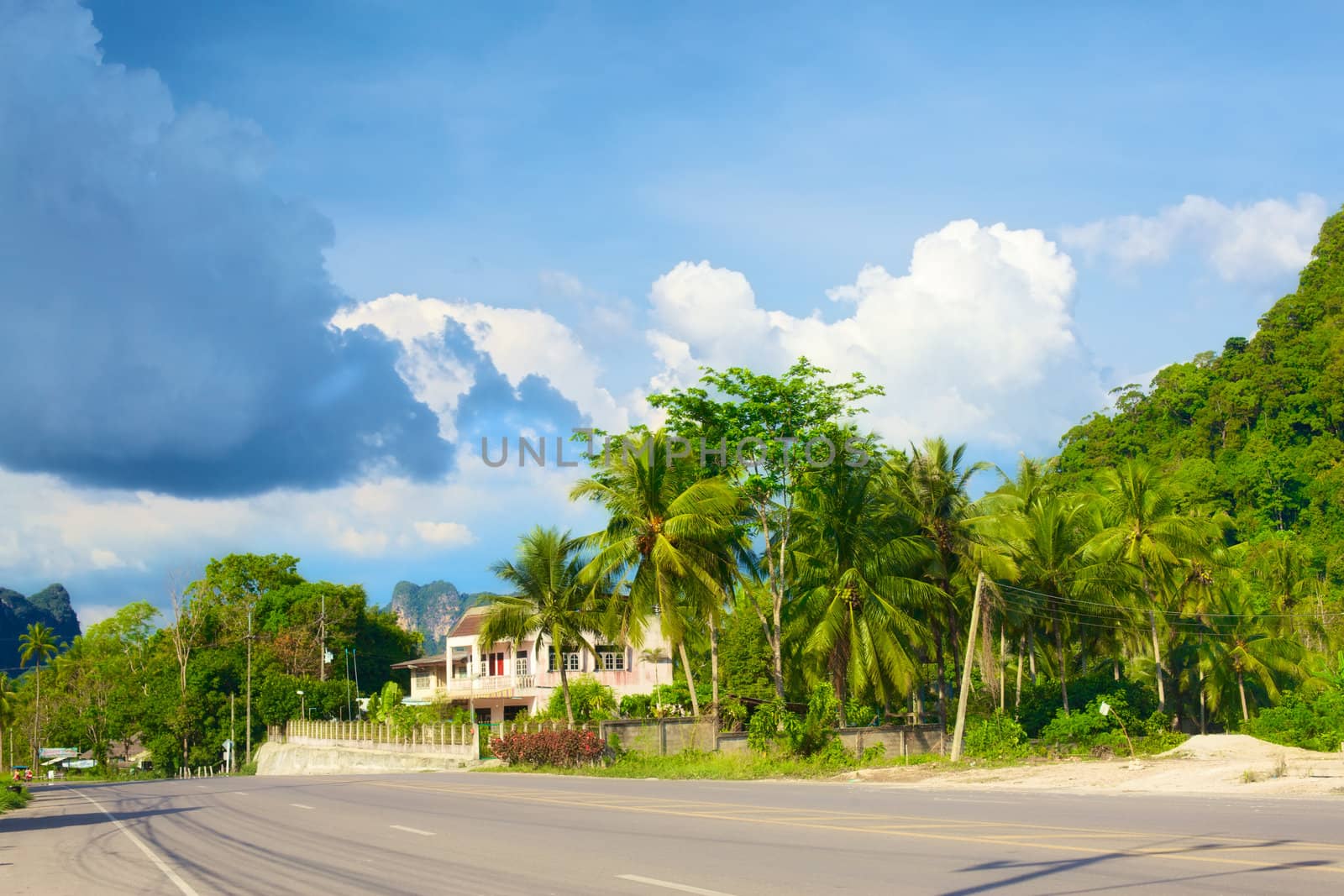 asphalt highway in Krabi, Andaman Shore, Thailand