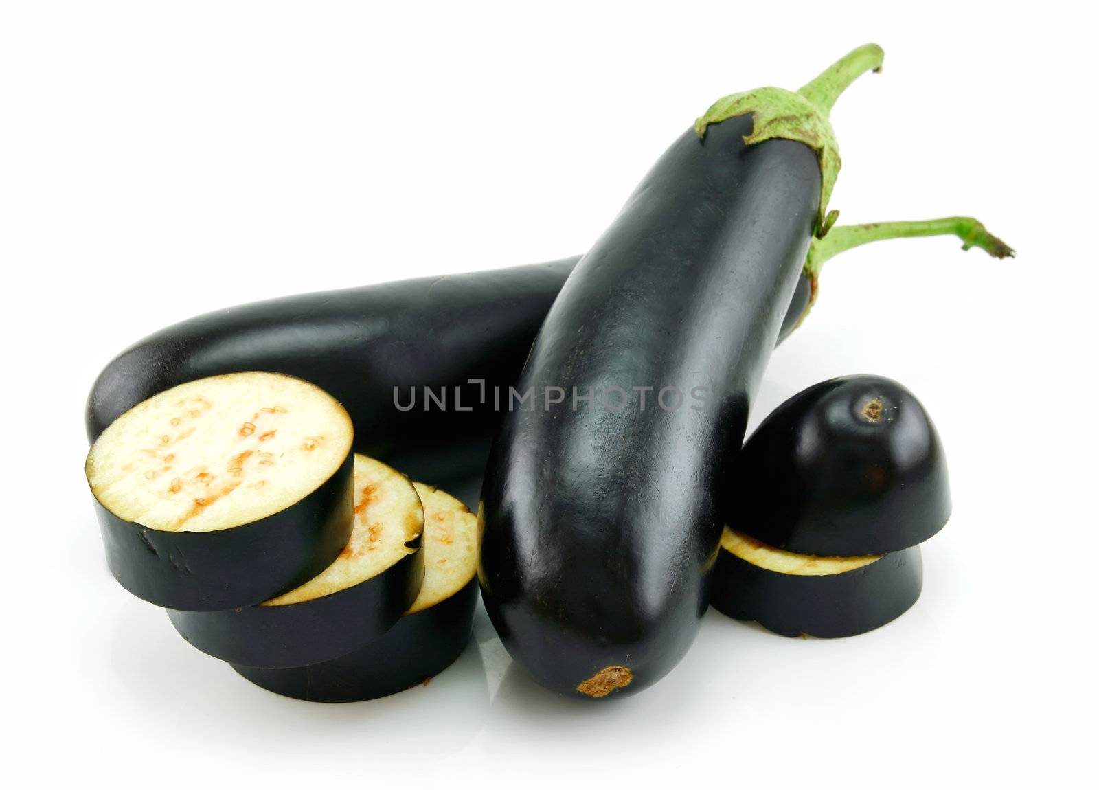 Sliced Aubergine Isolated on a White Background