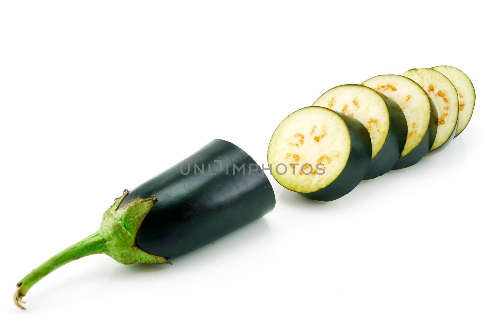 Sliced Aubergine Isolated on a White Background