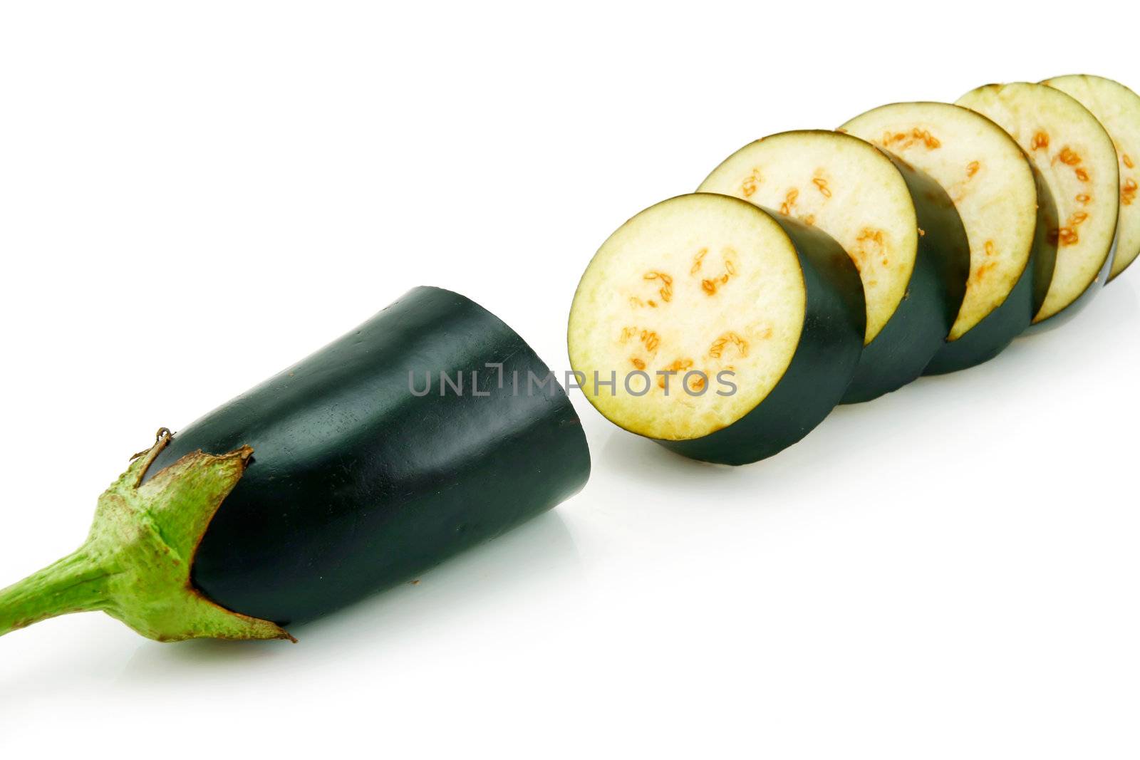 Sliced Aubergine Isolated on a White Background