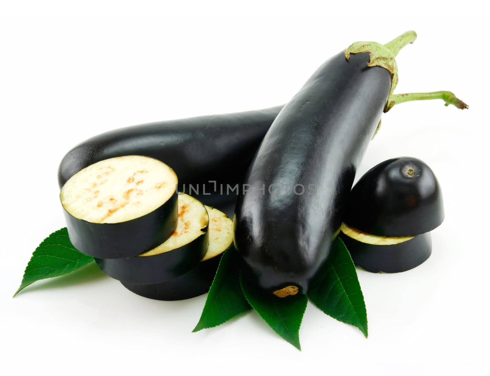 Sliced Aubergine Isolated on a White Background