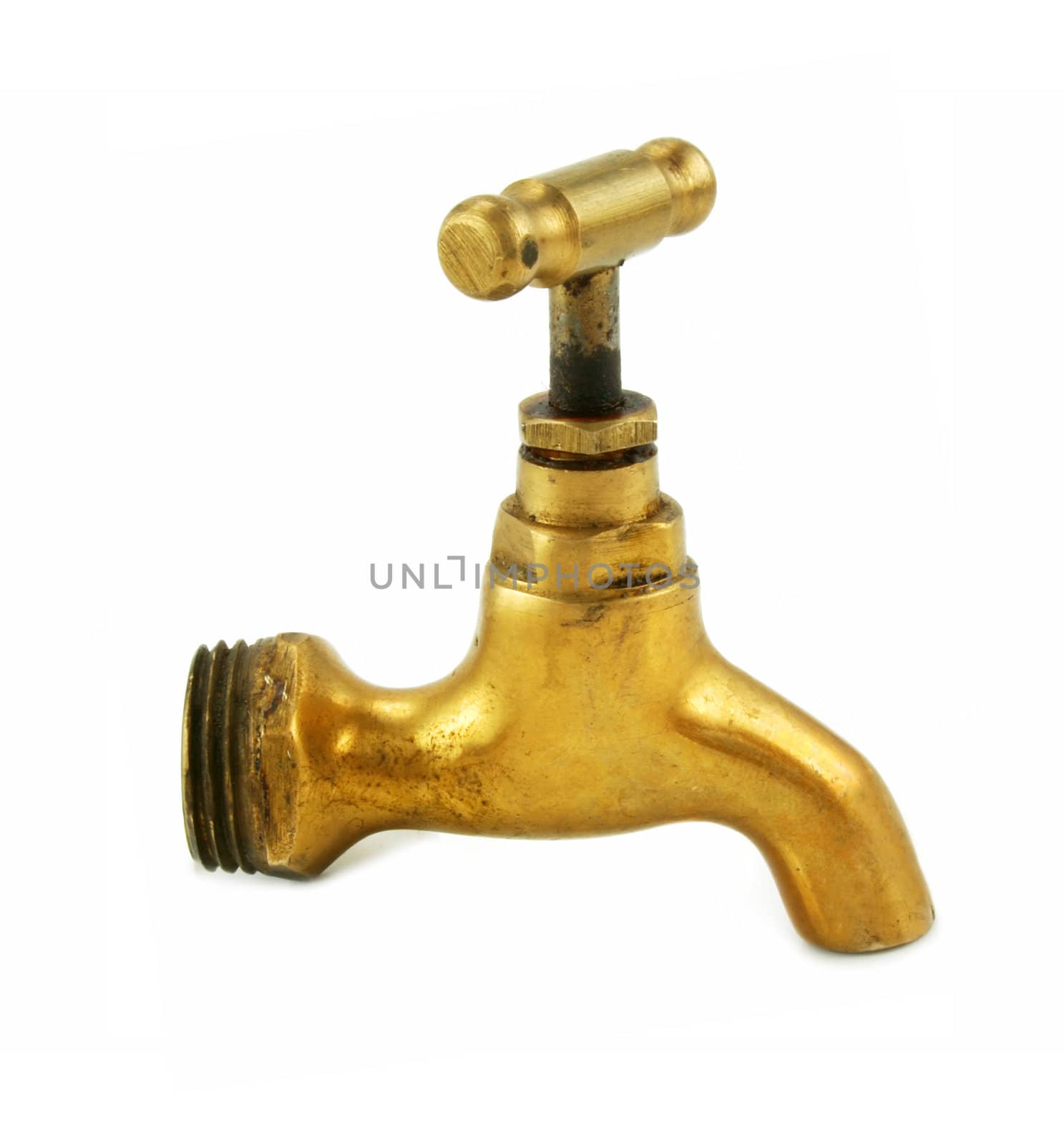Bronze tap and valve isolated on a white background