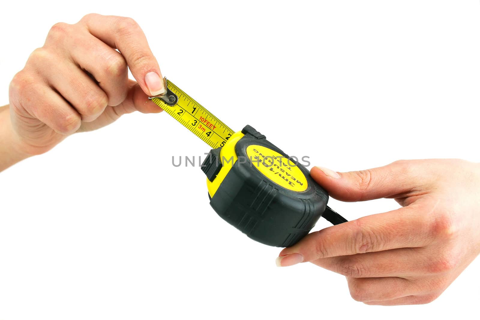 Female hands holds measuring tape by alphacell