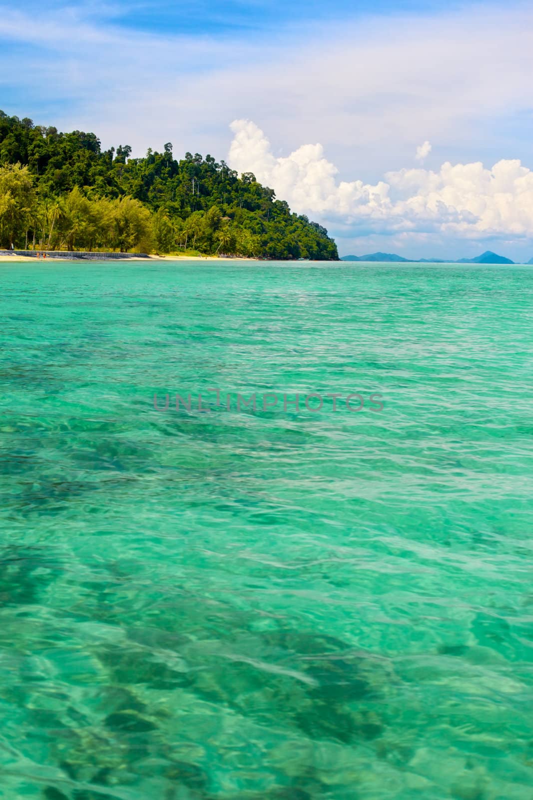 Andaman Sea in Thailand, clear water at sunny day