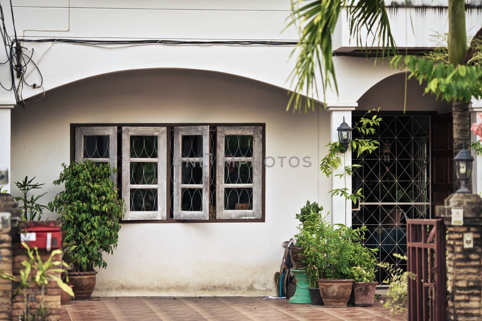 typical house exterior, door and window, Thailand