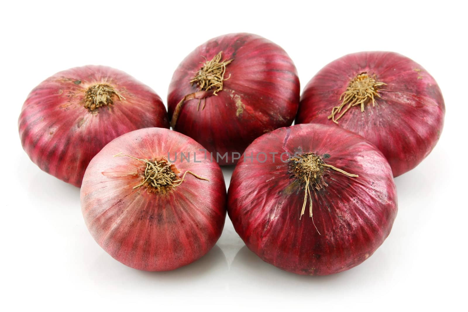 Bunch of Ripe Red Onion Isolated on White Background