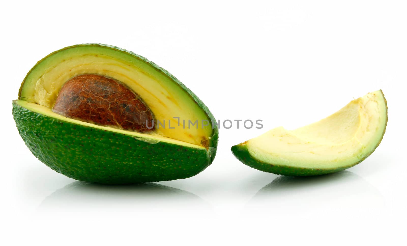 Ripe Sliced Avocado Isolated on White Background