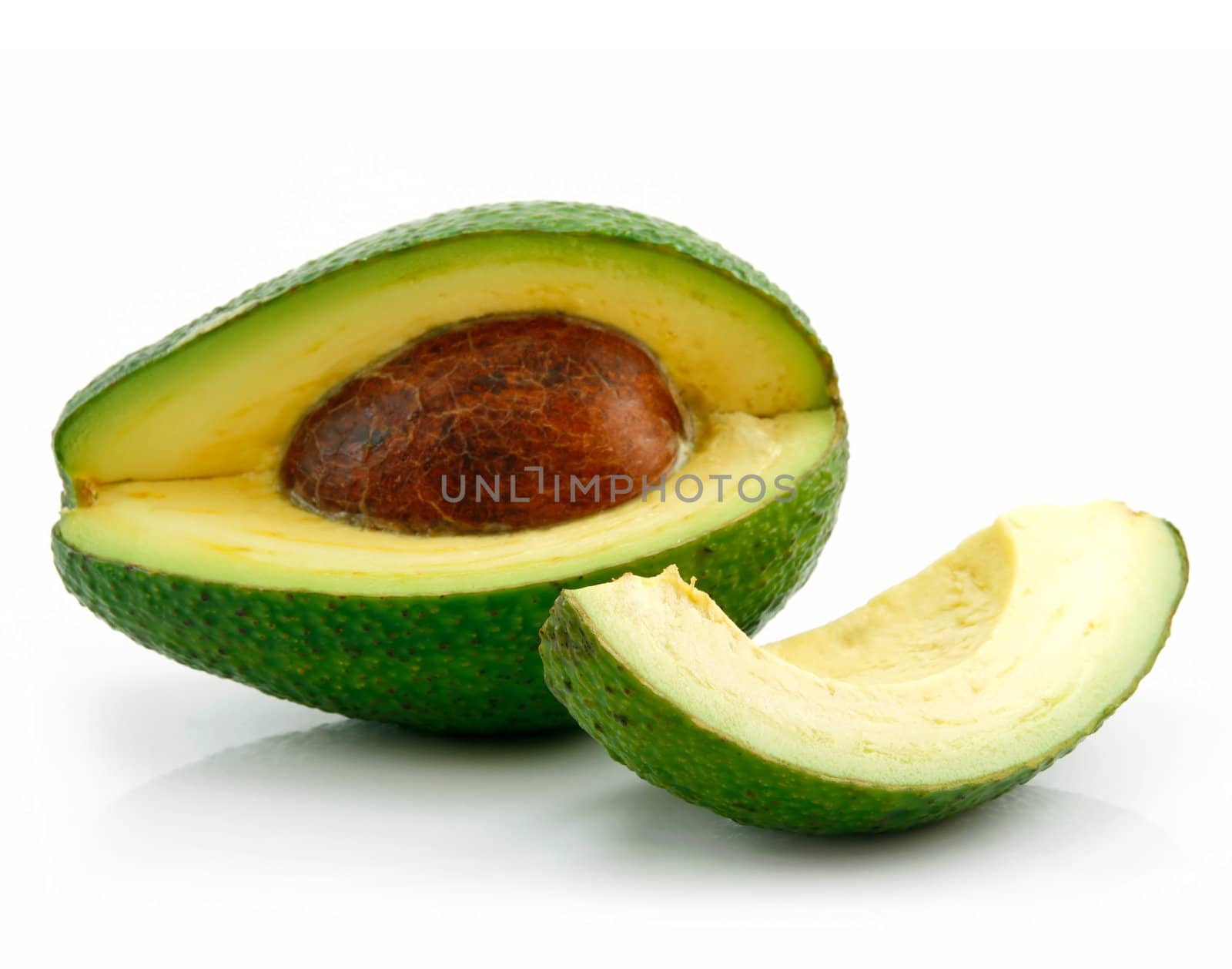 Ripe Sliced Avocado Isolated on White Background