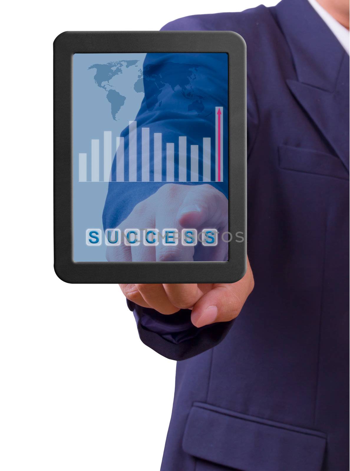 business man touch success word on tablet by tungphoto