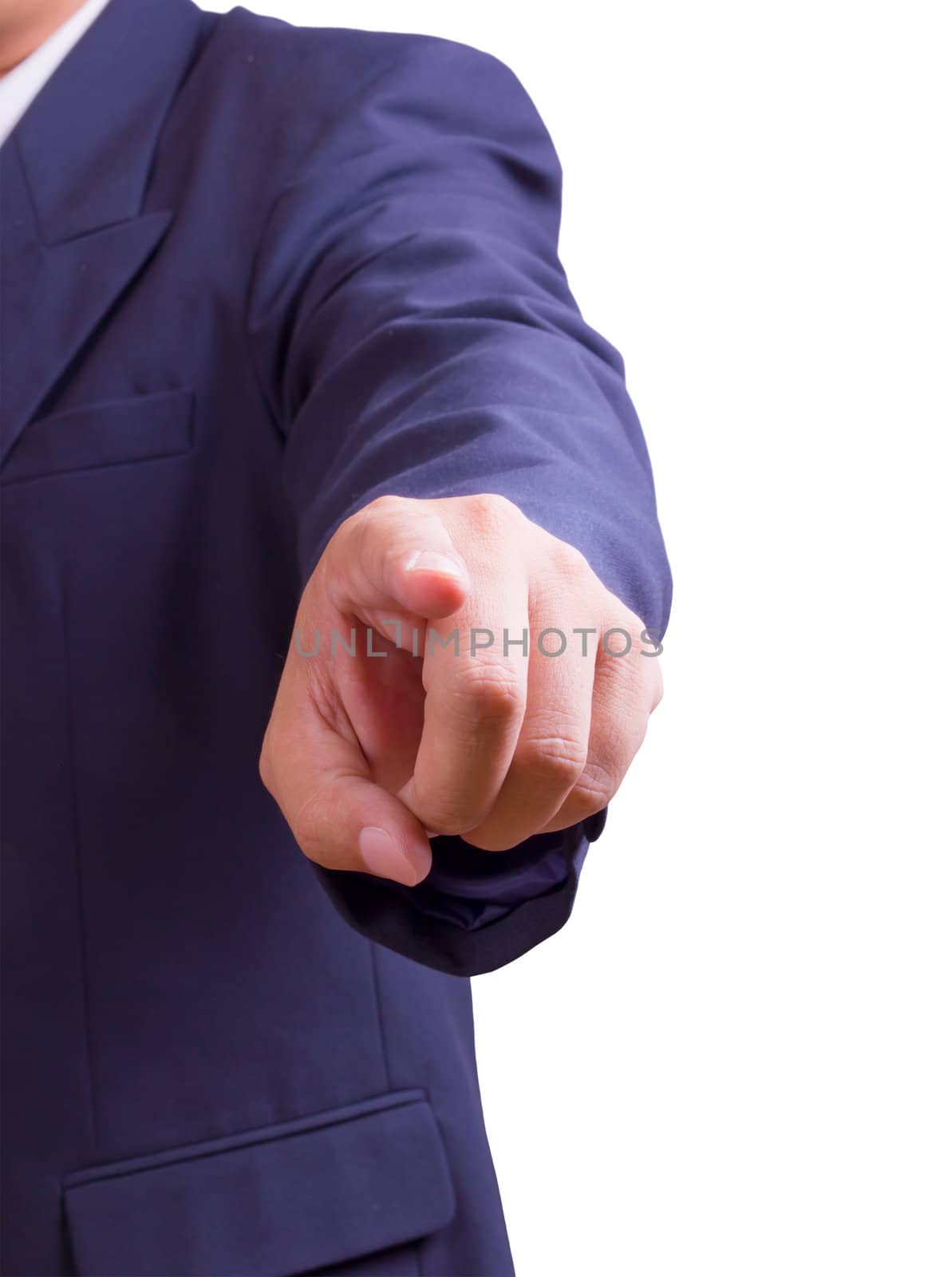 business man pointing finger isolated