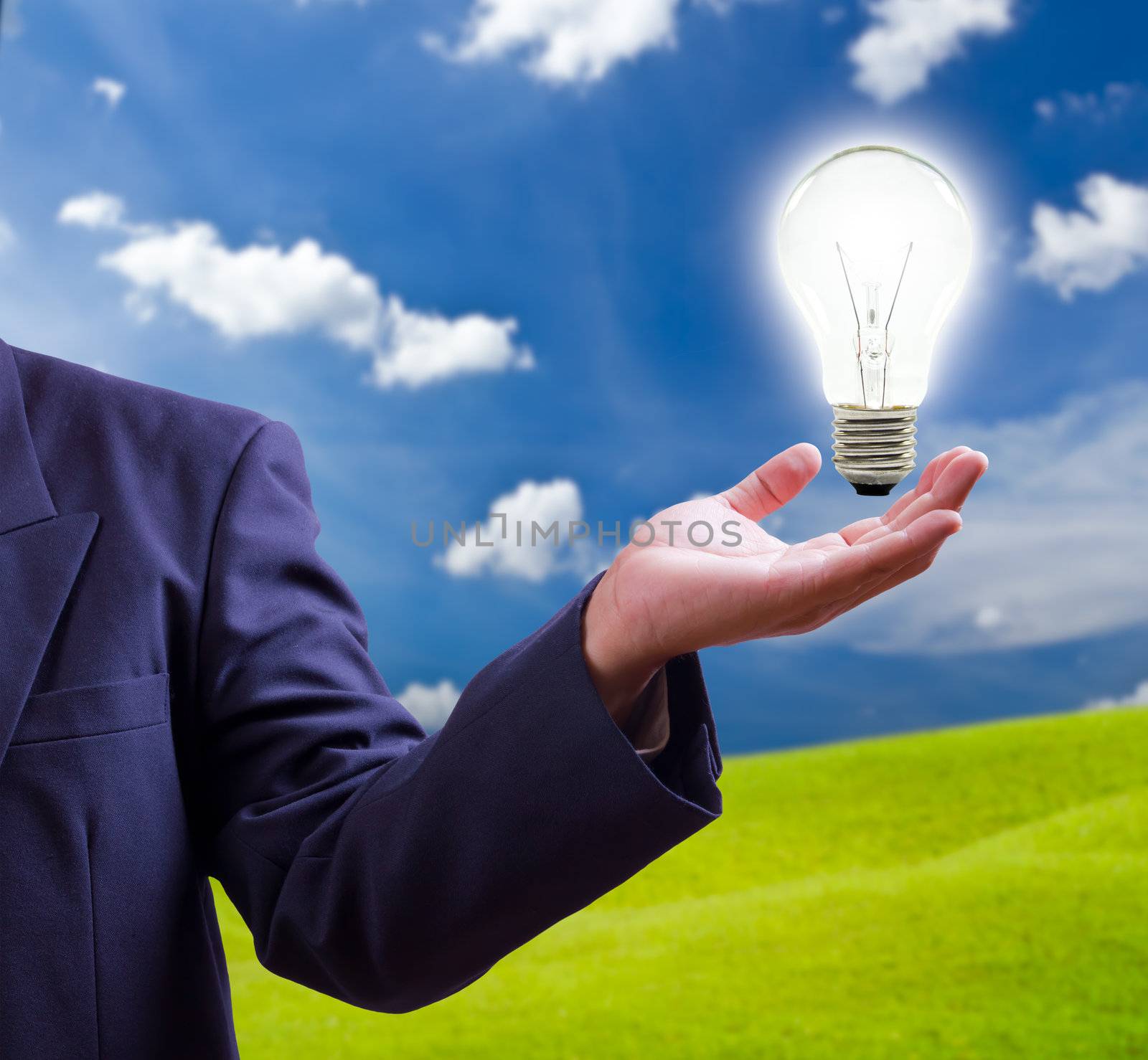 light bulb on hand