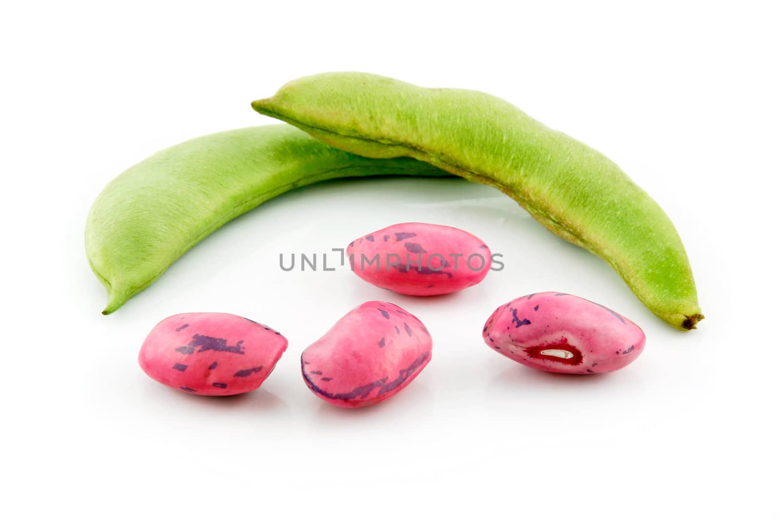Ripe Haricot Beans with Seed Isolated on White Background
