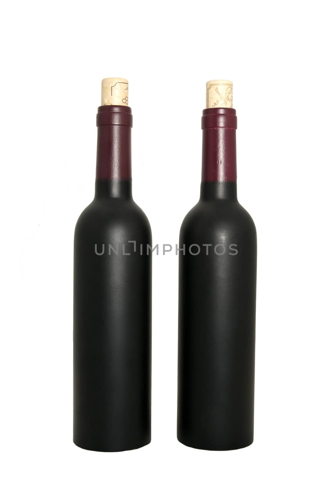 two black wine bottle on white background