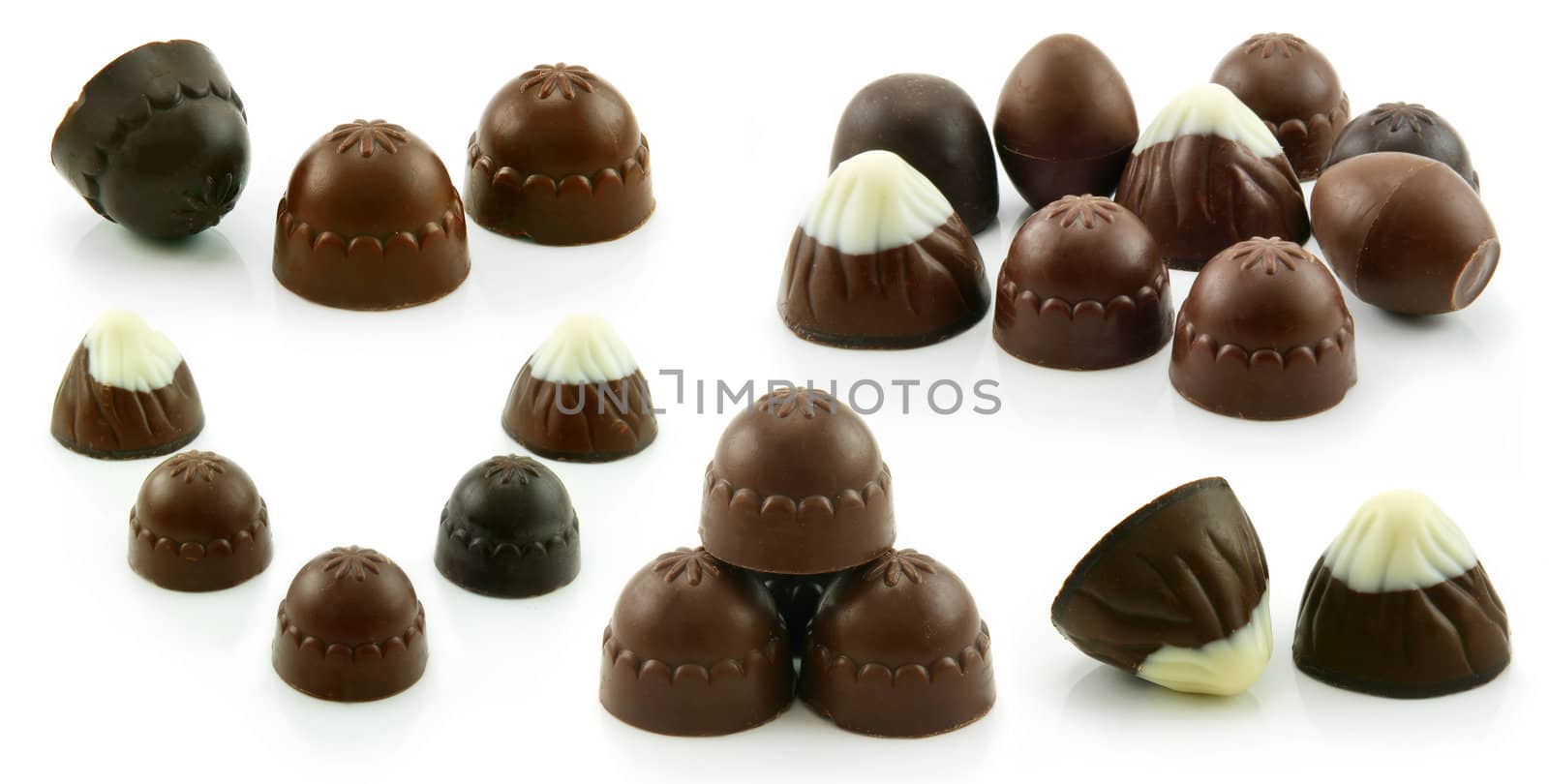 Collection of Chocolate Candy Isolated on White Background