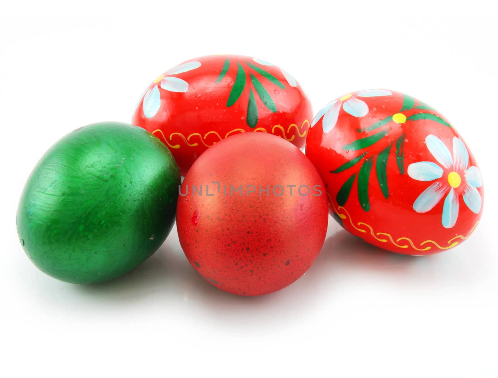 Colored Easter Eggs Isolated on White Background