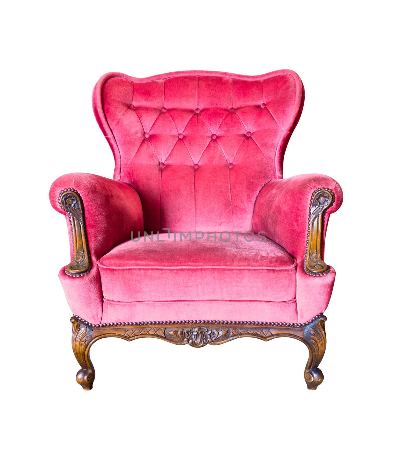 vintage red luxury armchair isolated with clipping path by tungphoto