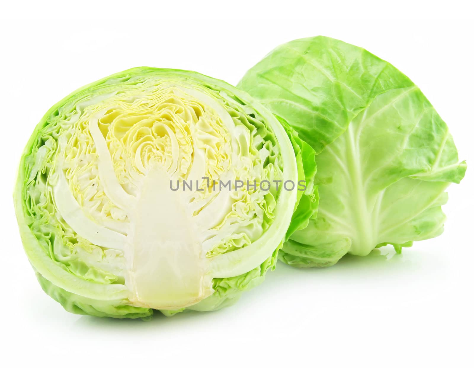 Ripe Sliced Cabbage Isolated on White by alphacell