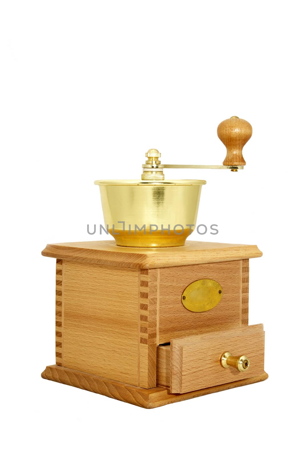 a new coffee grinder on a white background