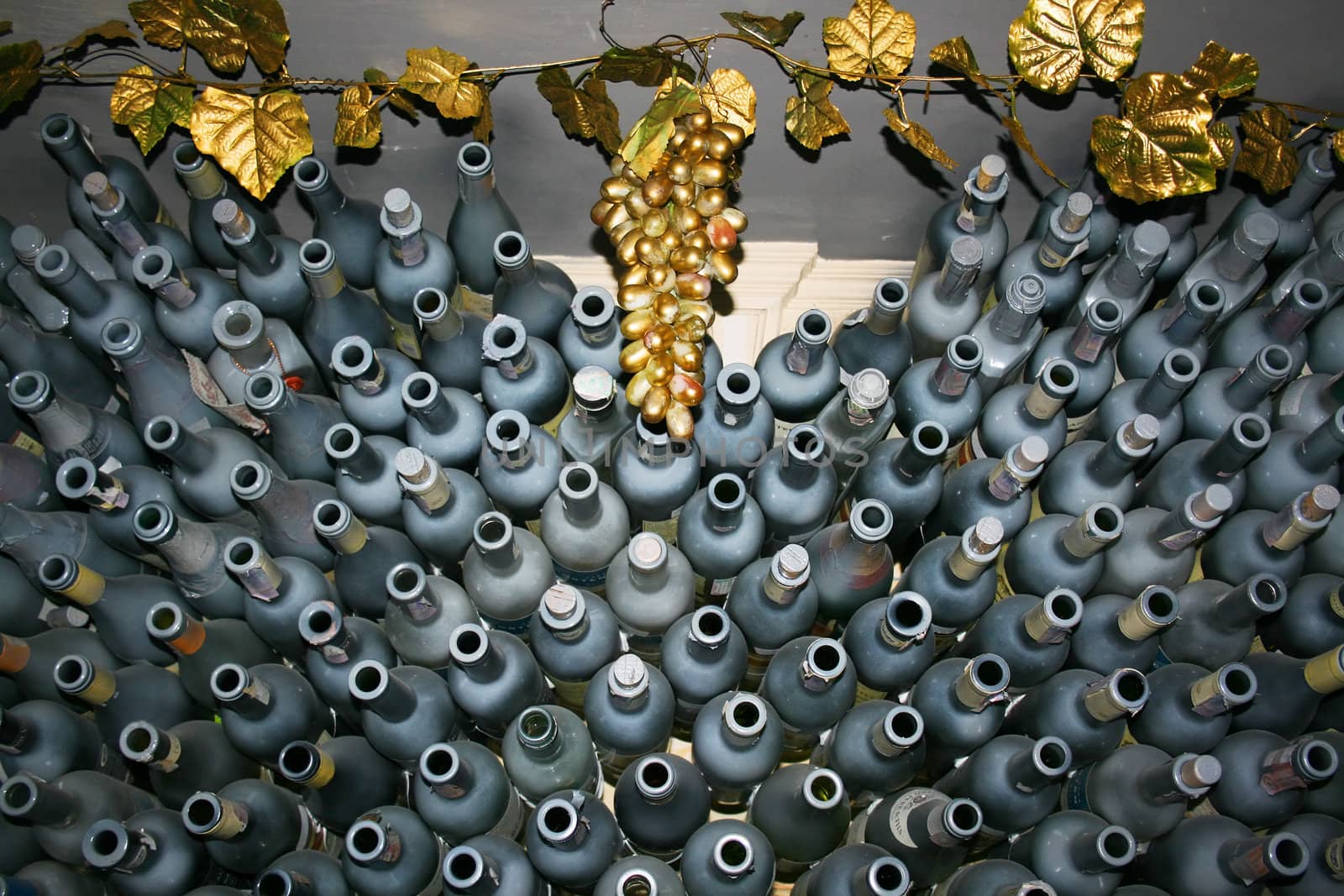 Close up shot of a wine cellar