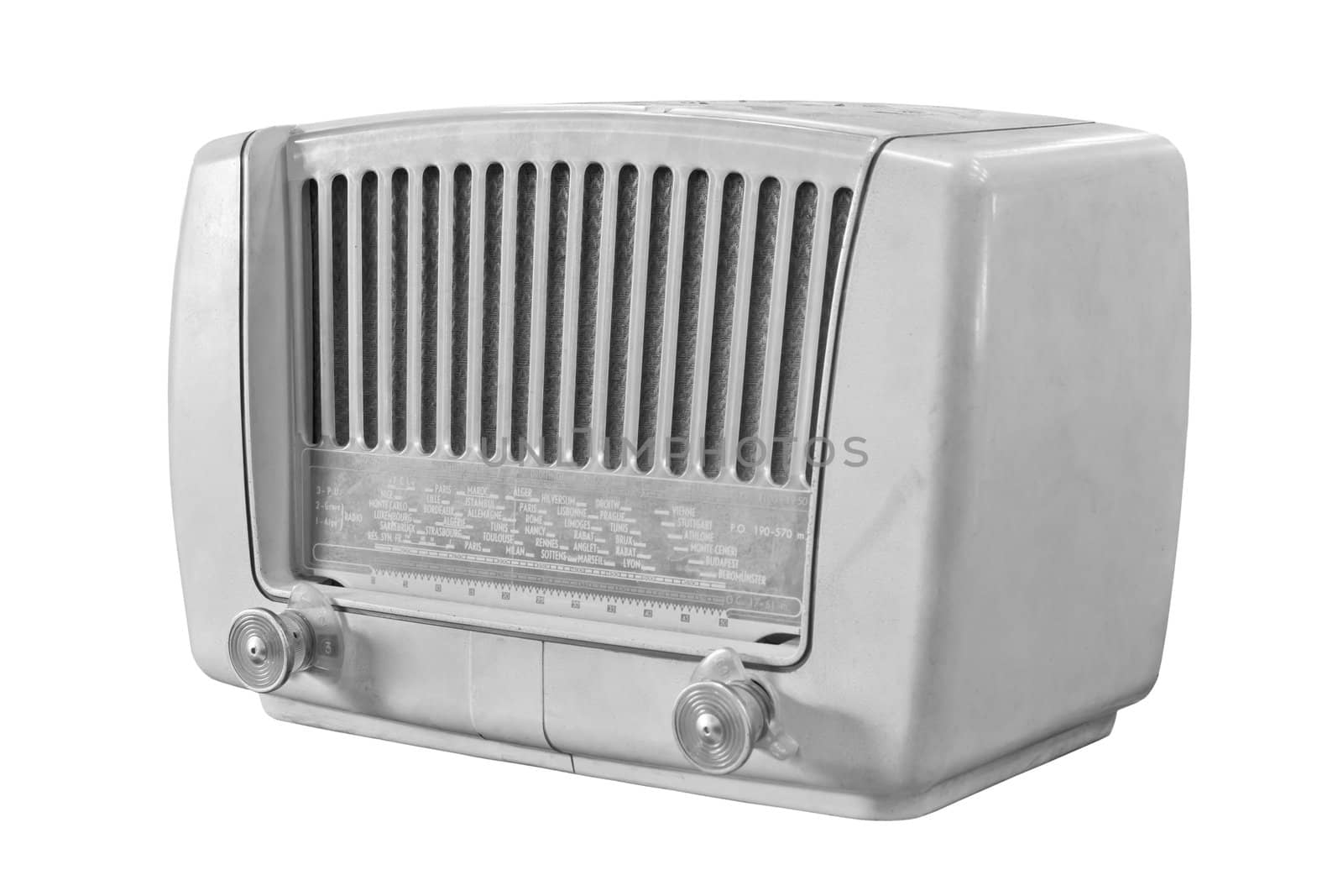 vintage radio isolated on white background