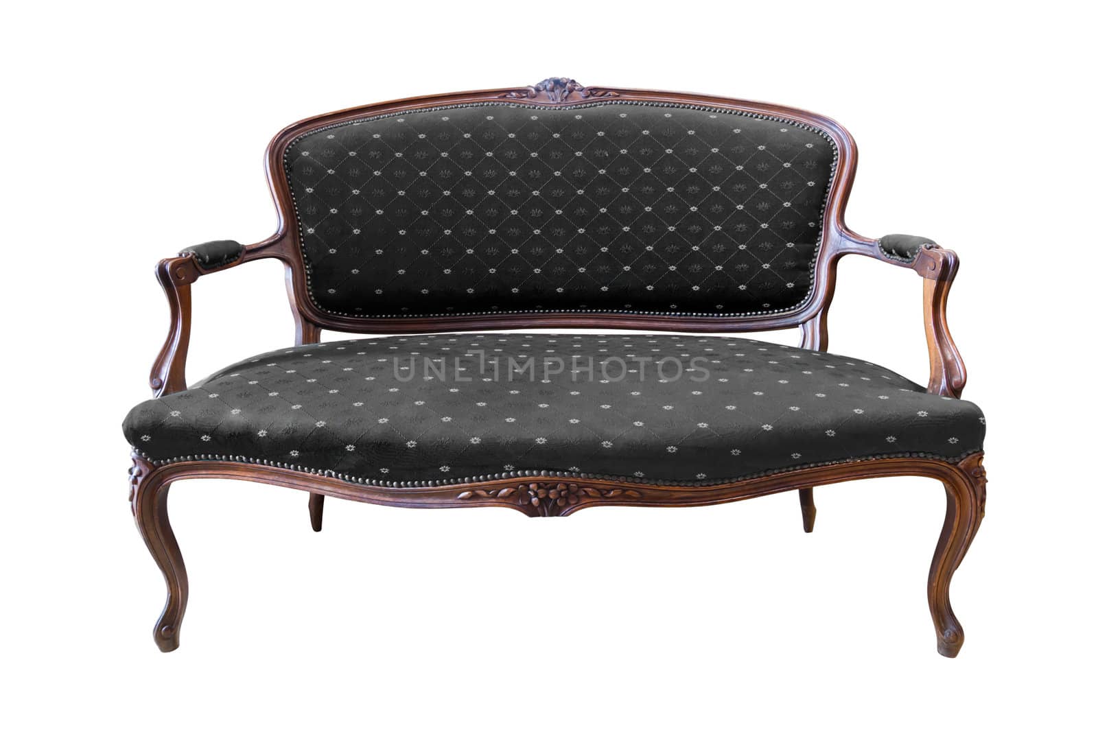 vintage black luxury armchair isolated with clipping path