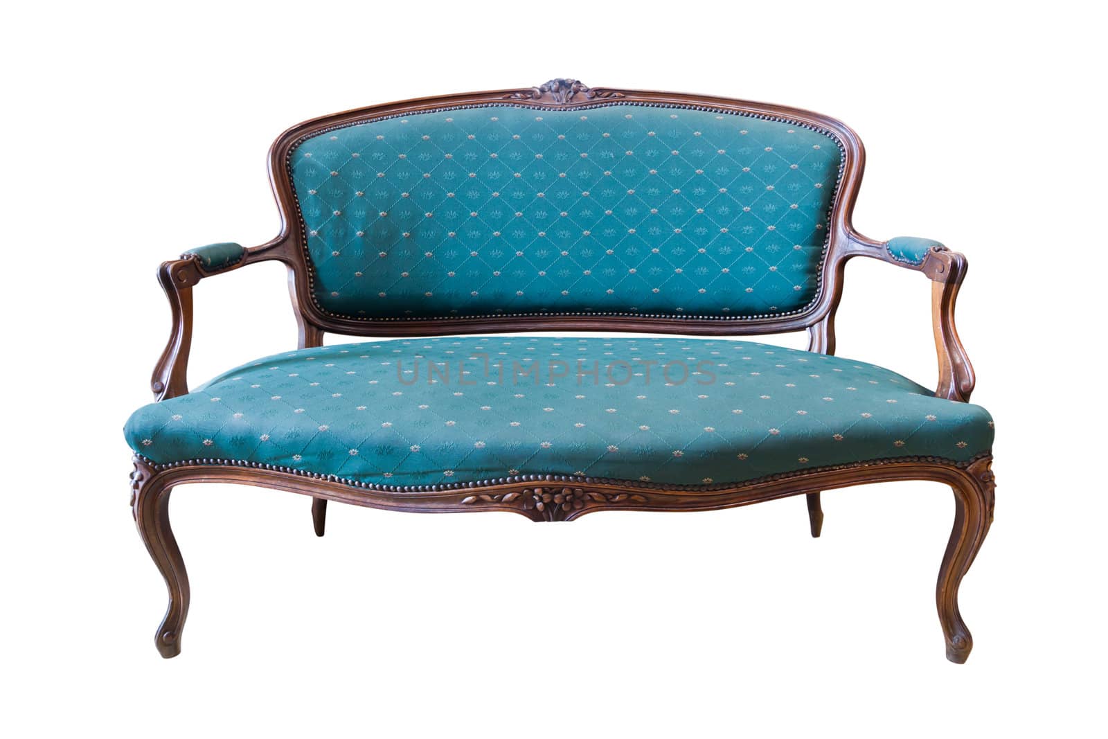 vintage green luxury armchair isolated with clipping path