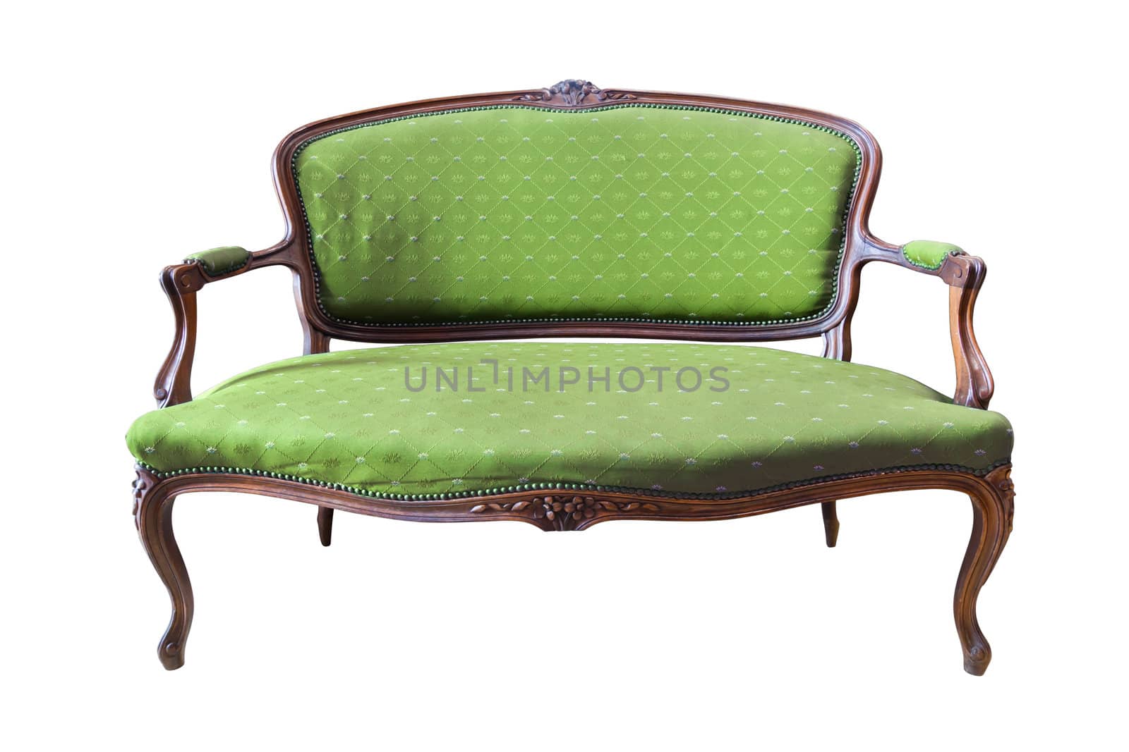 vintage green luxury armchair isolated with clipping path by tungphoto