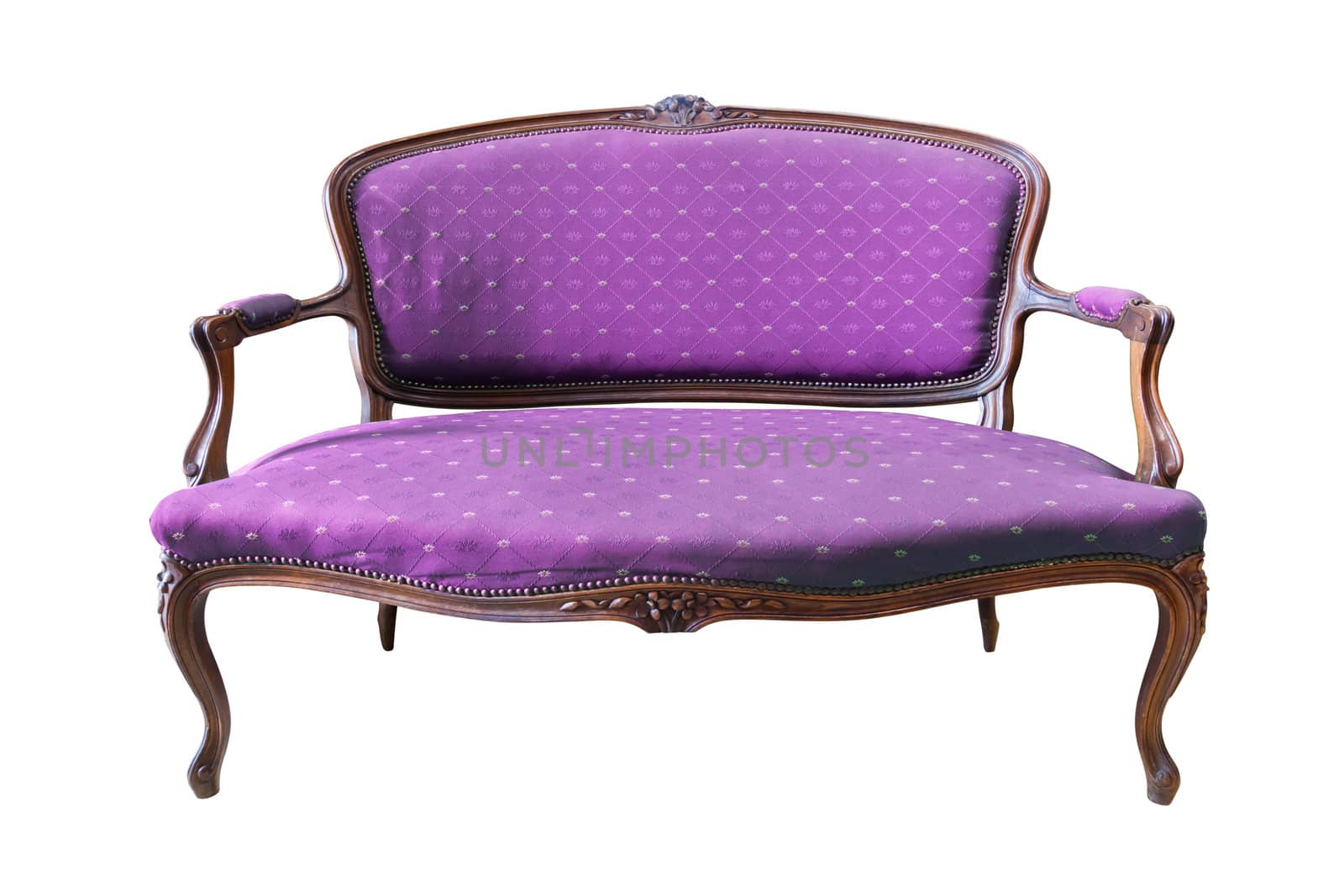 vintage purple luxury armchair isolated with clipping path