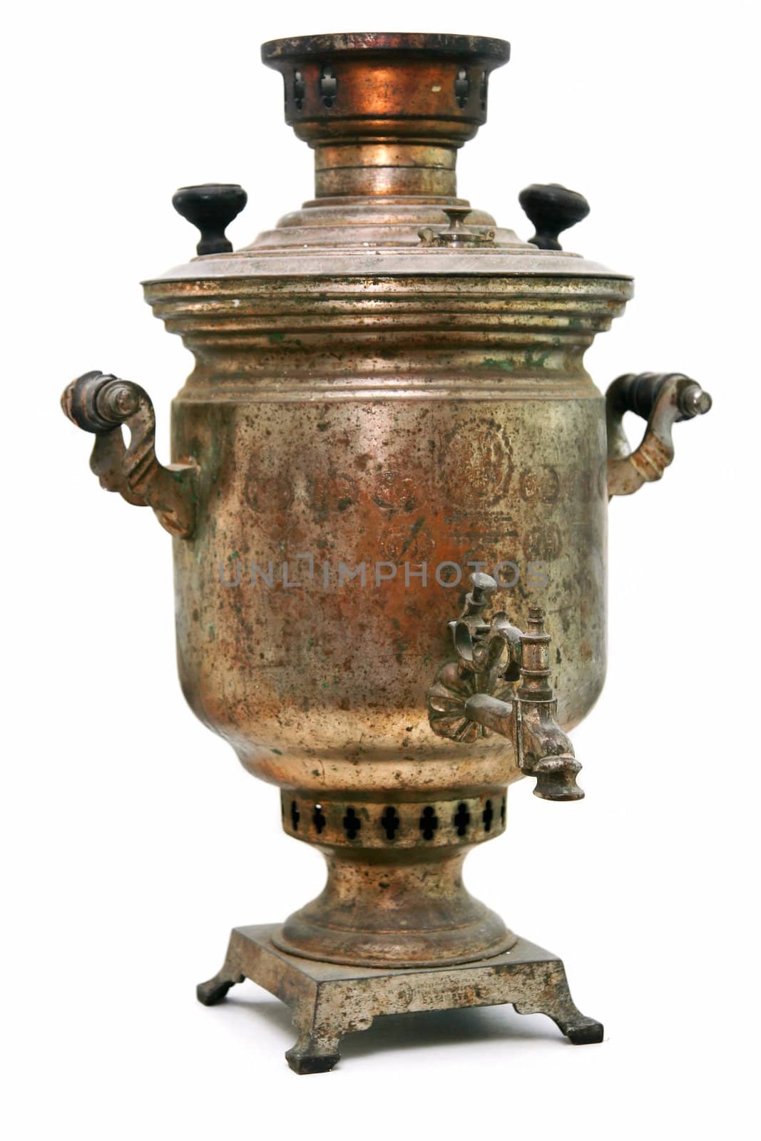 Old Brass Samovar Isolated on White Background by alphacell