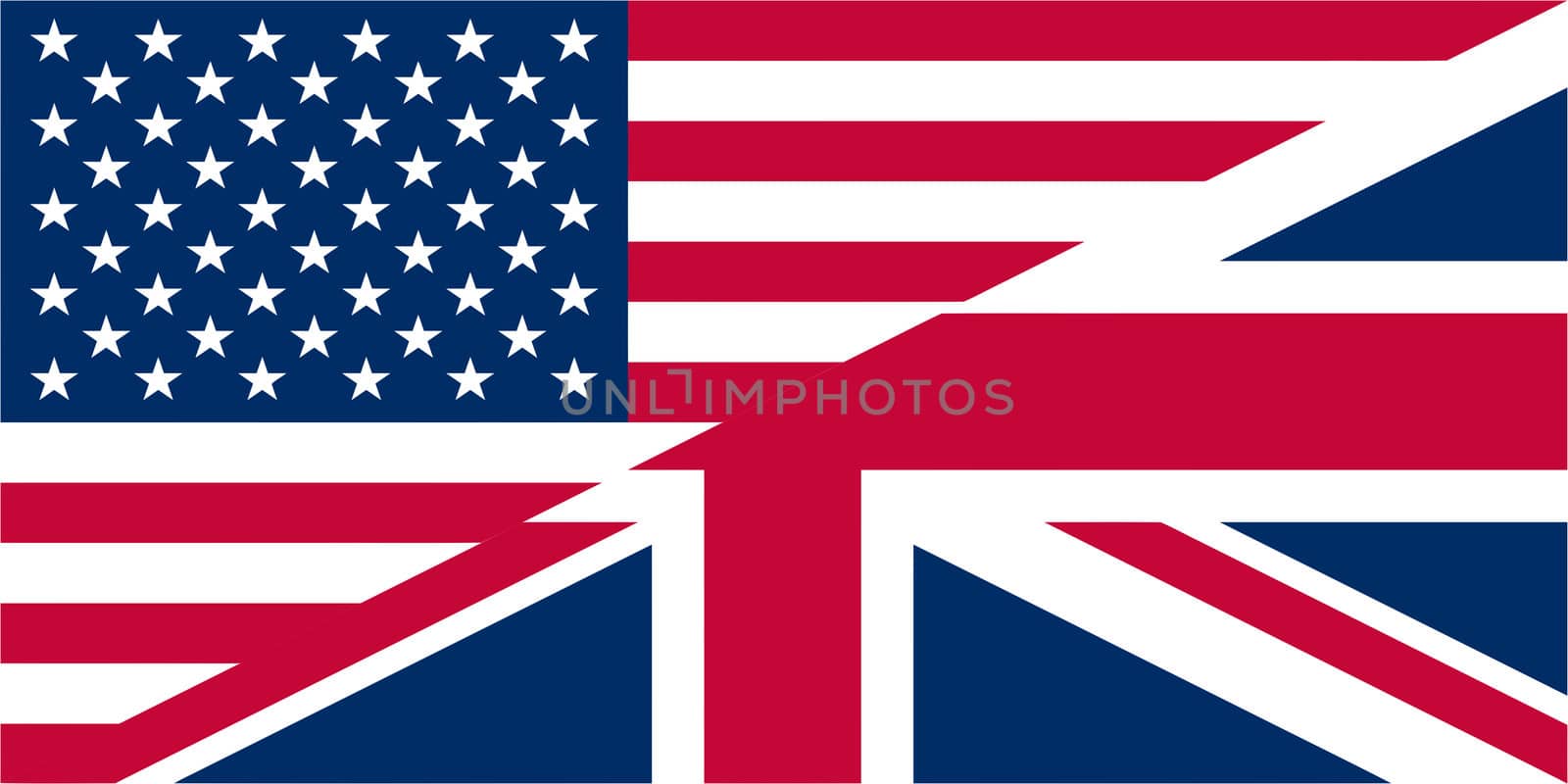 Illustration of UK and USA flags interweaved