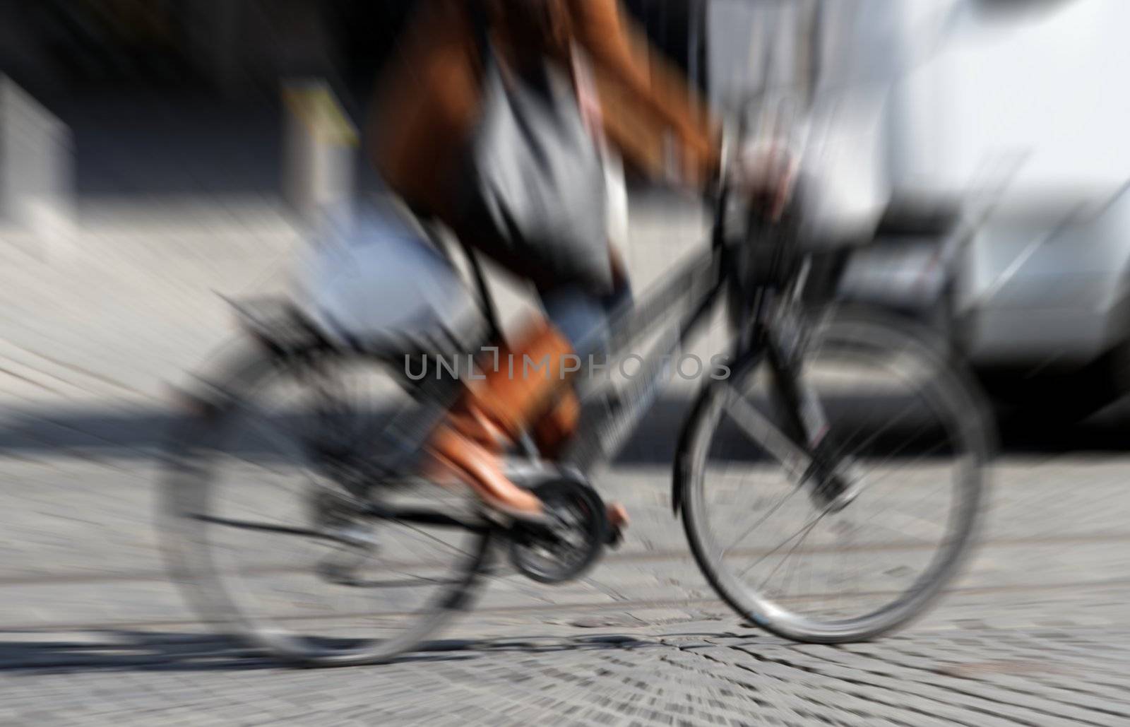 biking woman on the street