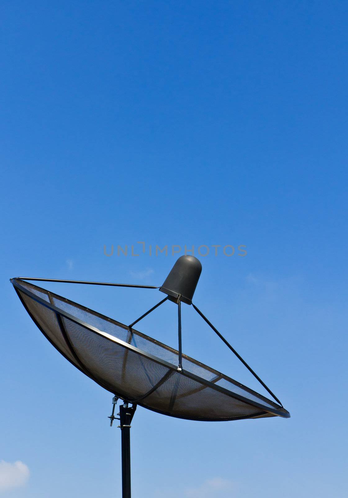 Satellite dish with blue sky