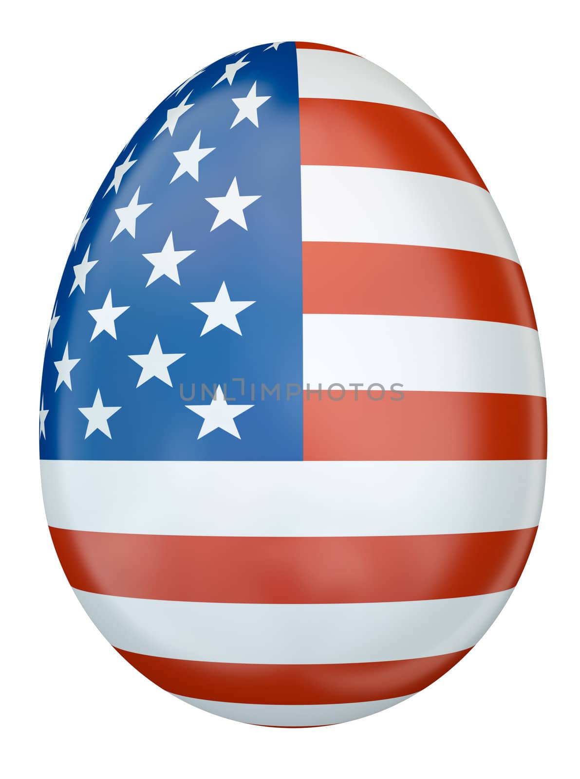 Easter egg with a flag of the US. 3D render.