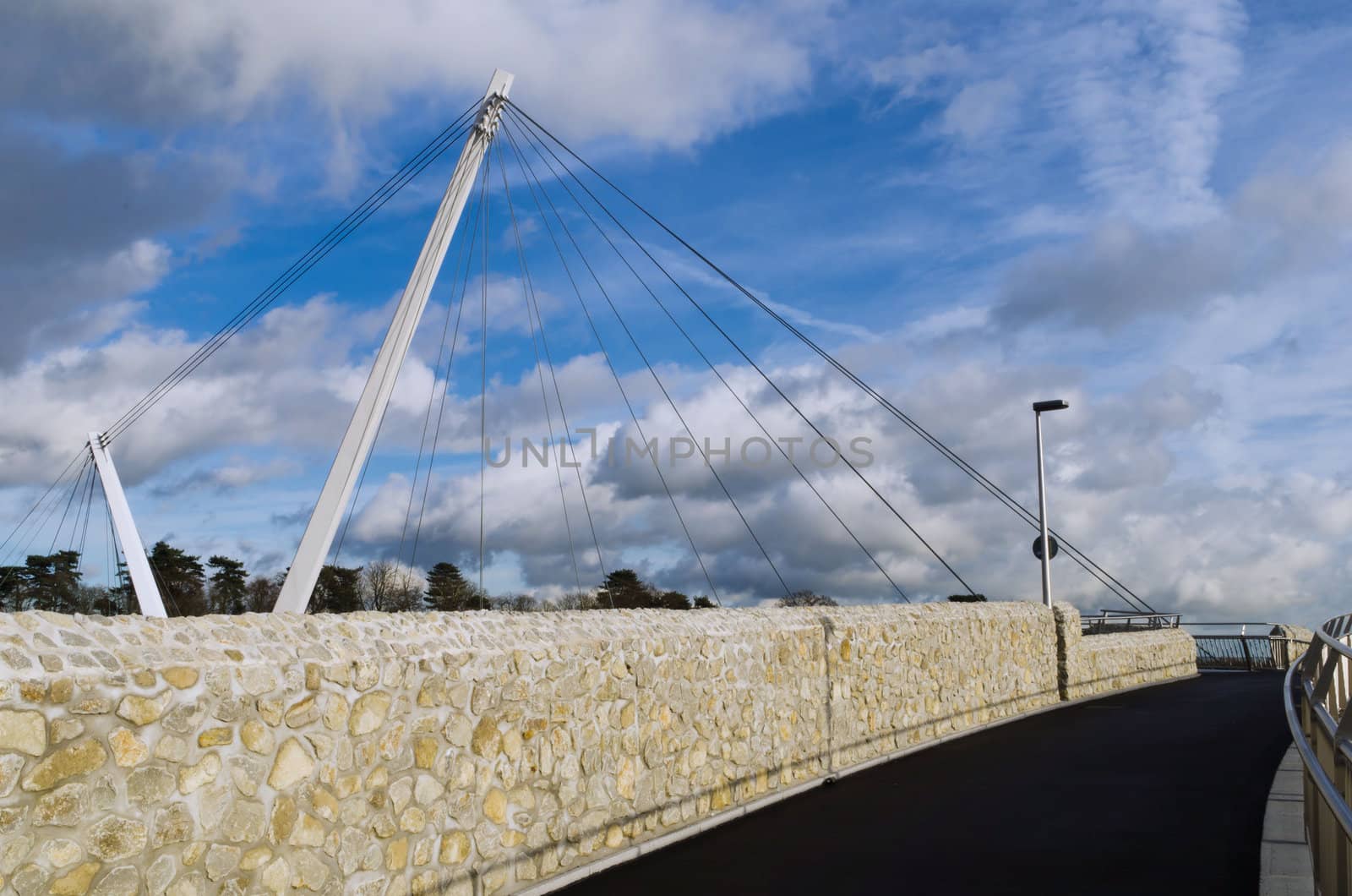 Eureka Skyway suspension bridge across the M20 motorway in Ashford  Kent