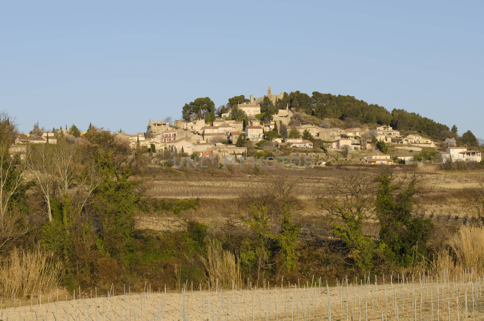 old village perched on a hill, Rasteau in Provence, France