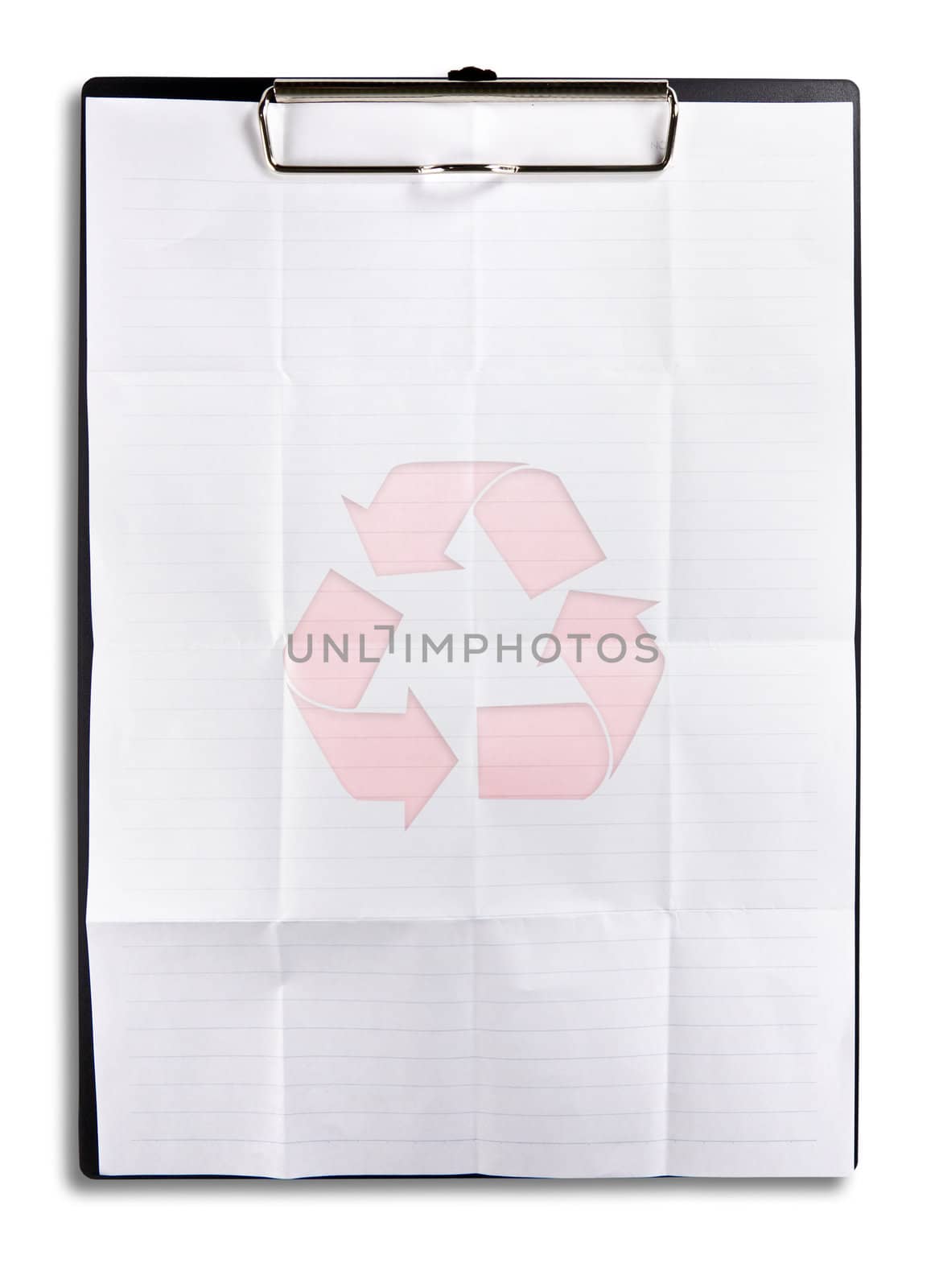 recycle paper on clipboard isolated on white