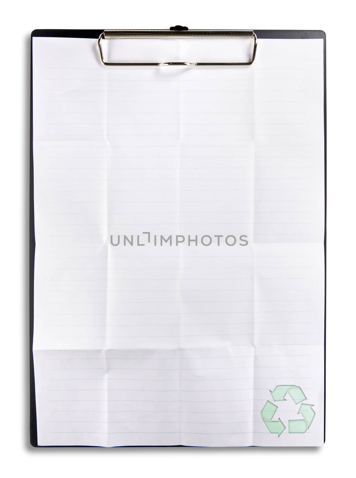 recycle paper on clip board isolated on white