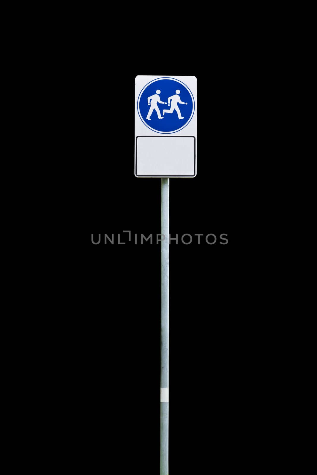 walk way sign isolated on black background