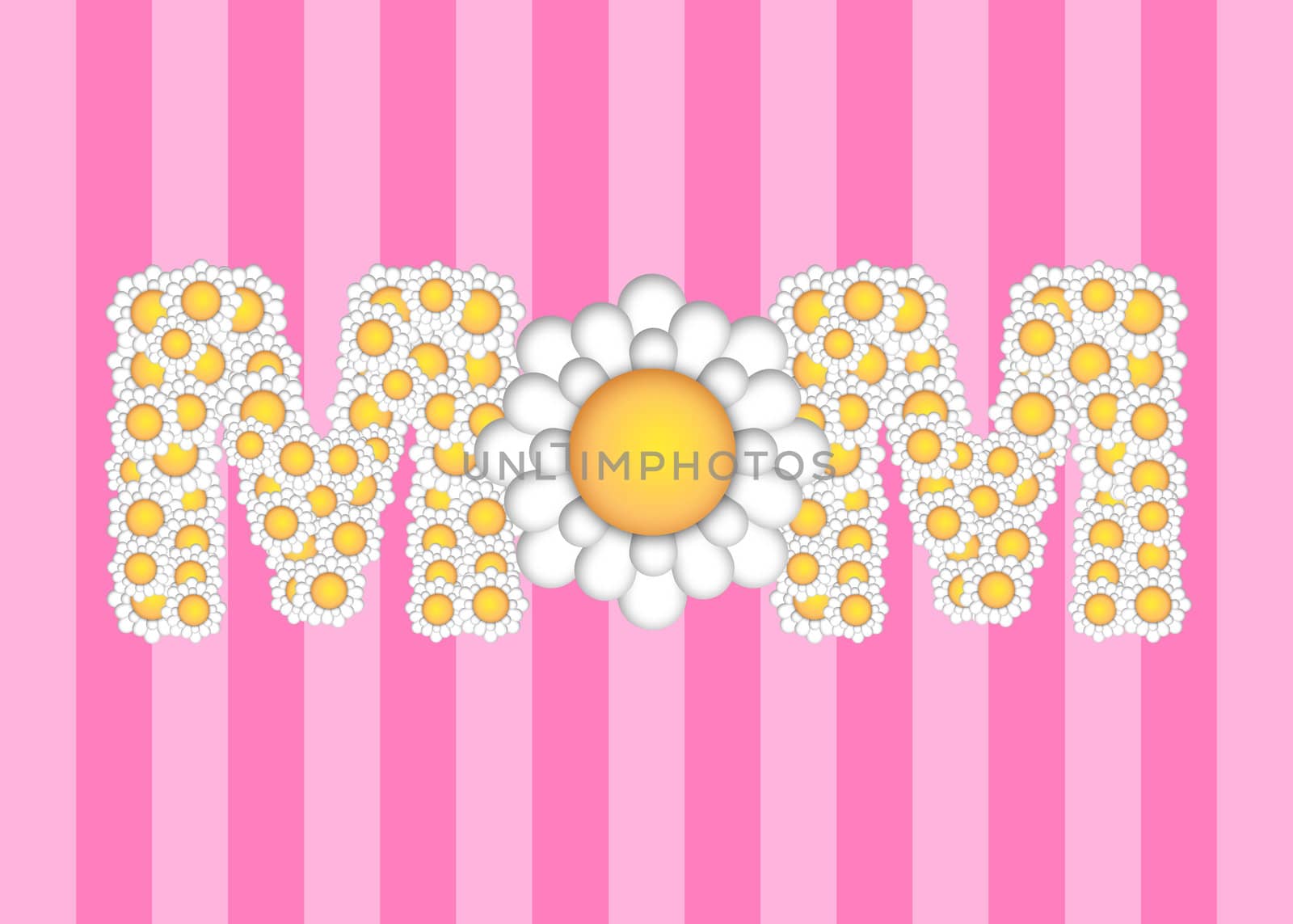 Happy Mothers Day with Daisy Flower Pattern on Pink Stripes Background Illustration