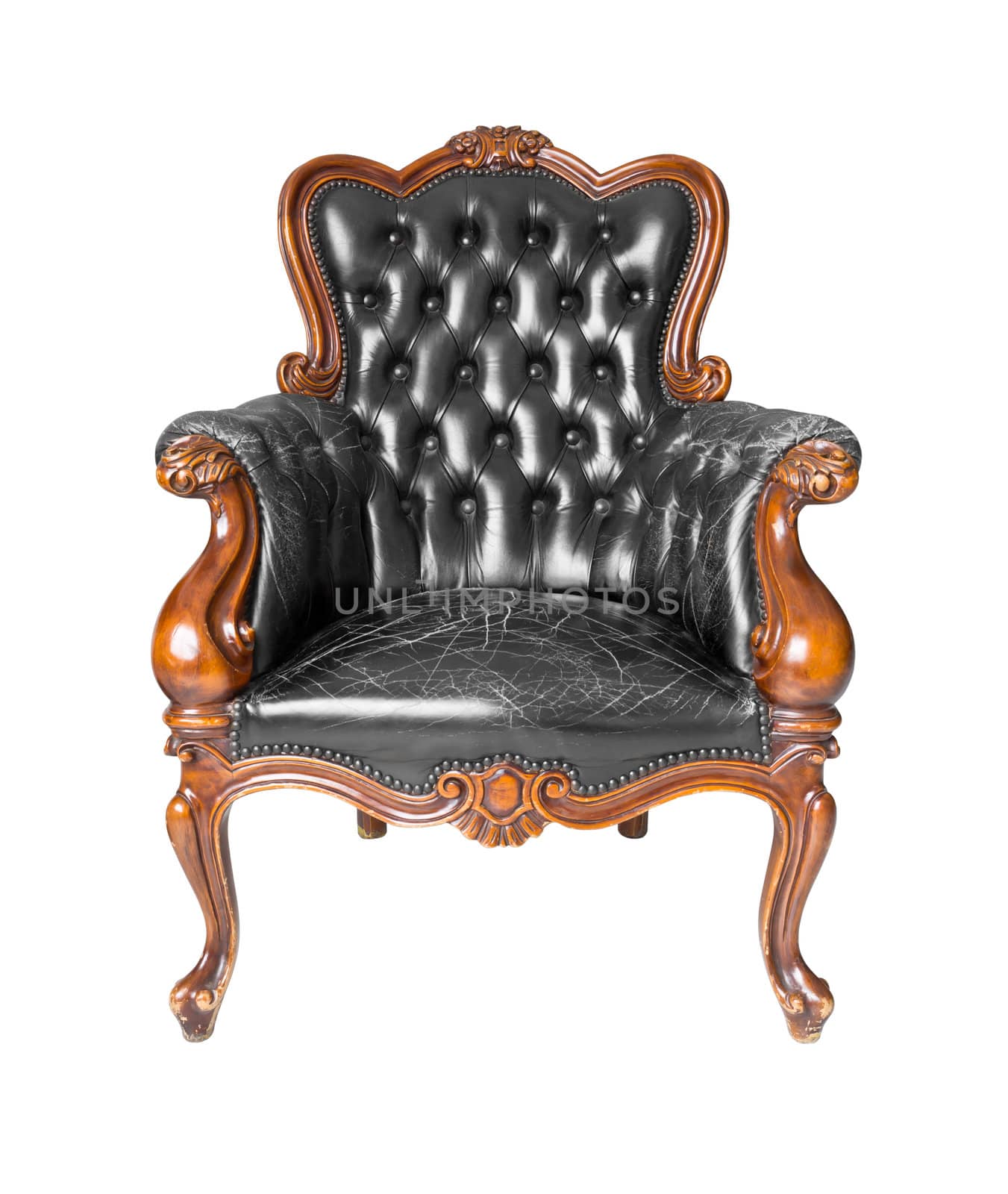 luxury black leather armchair isolated