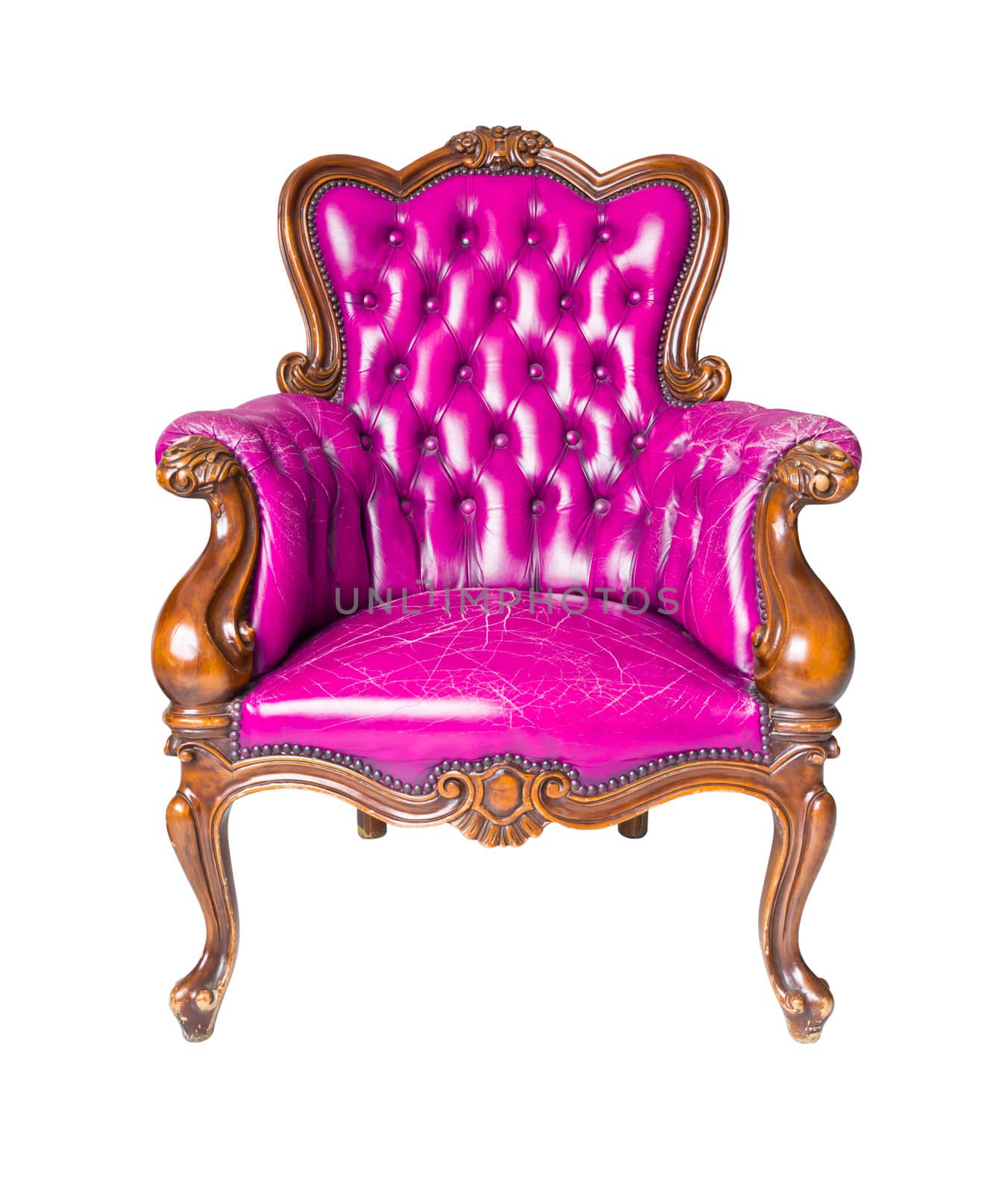 luxury pink leather armchair isolated