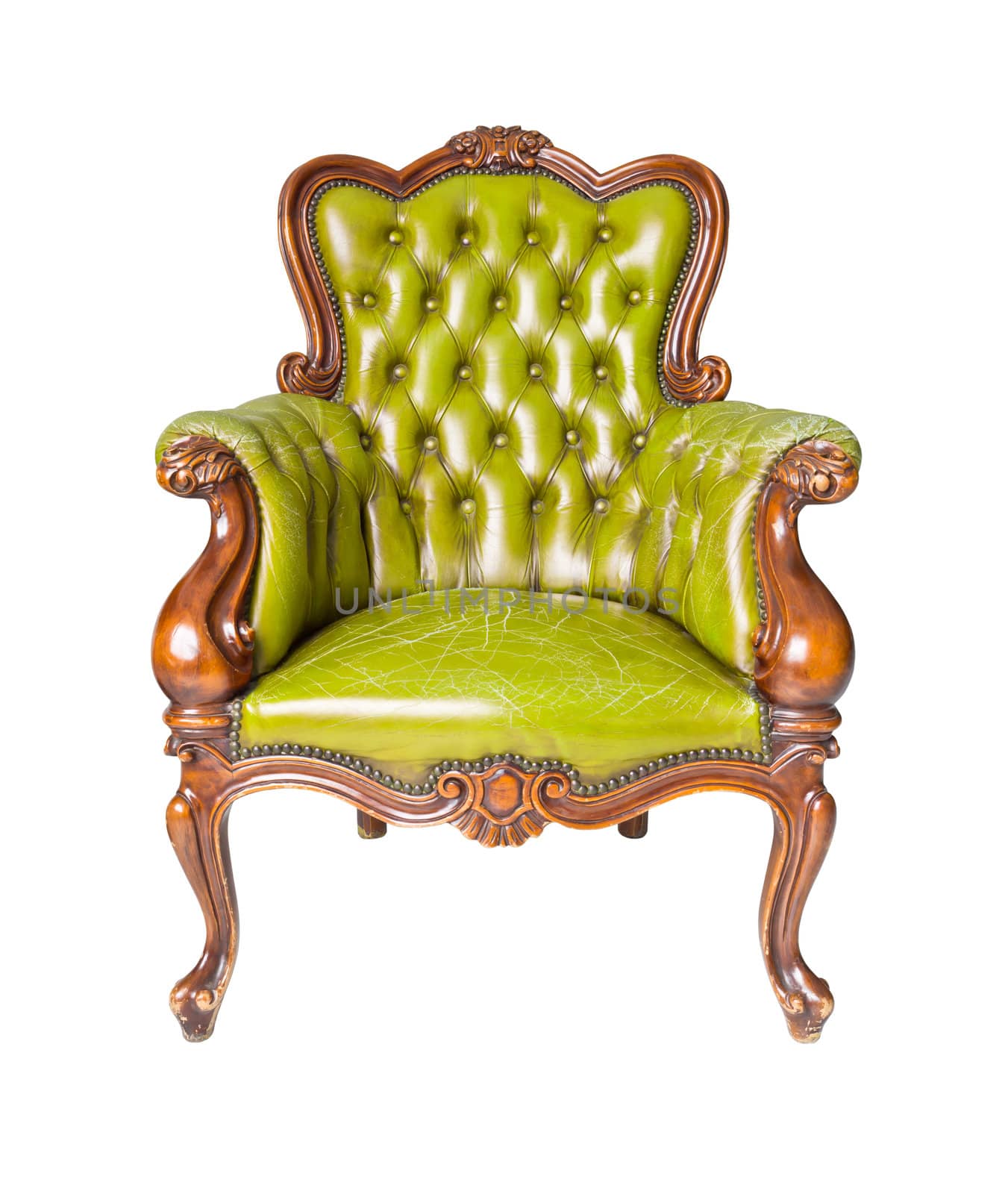 luxury green leather armchair by tungphoto