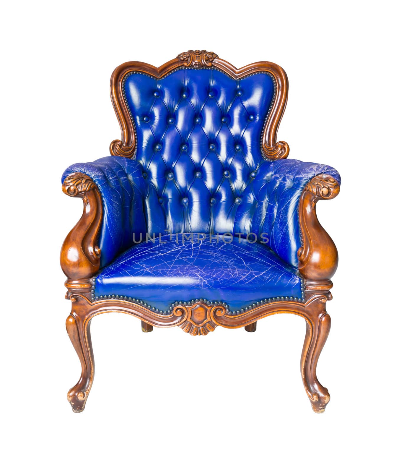 luxury blue leather armchair by tungphoto